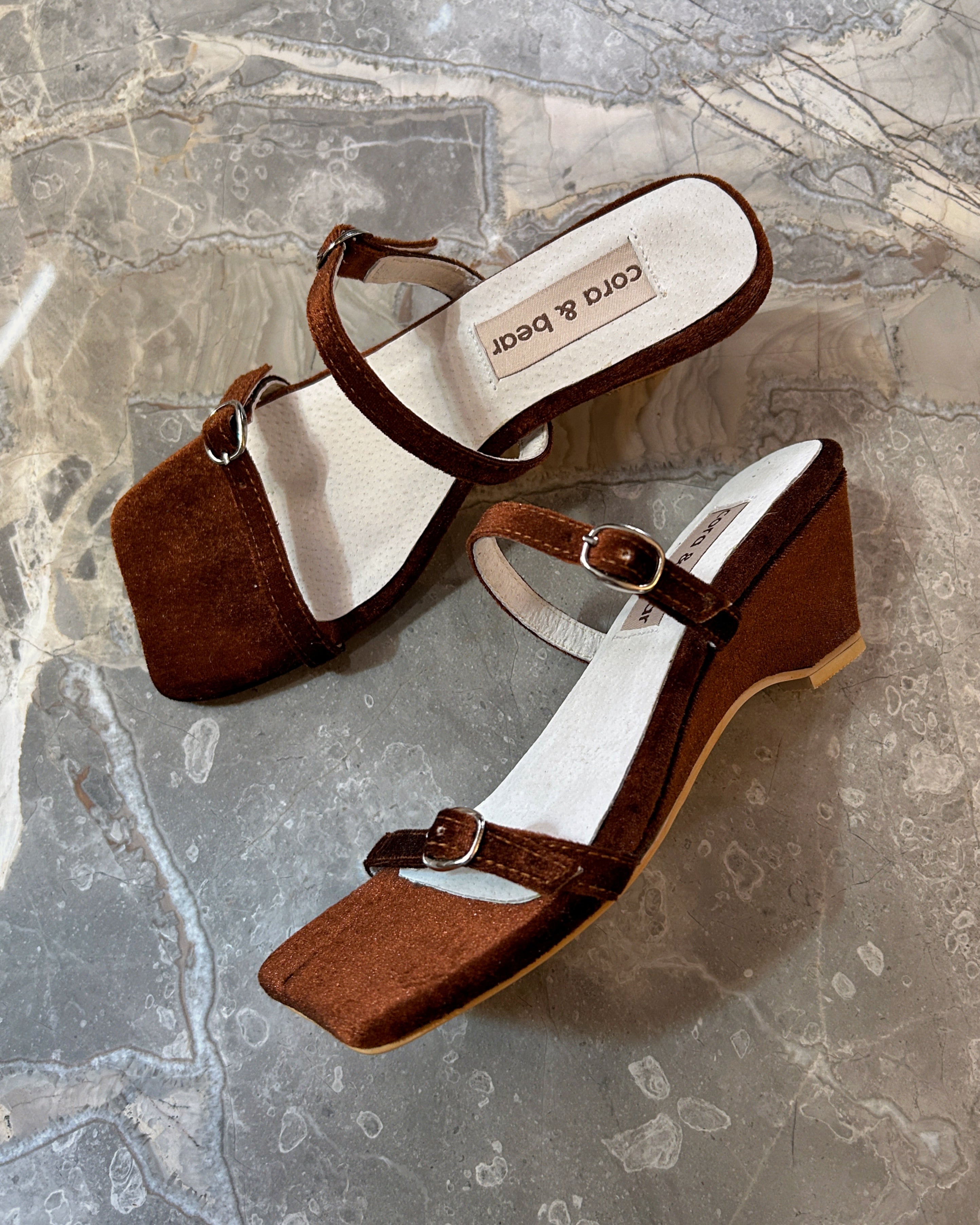 Sample Sale - Bessette Wedge Brown Velvet