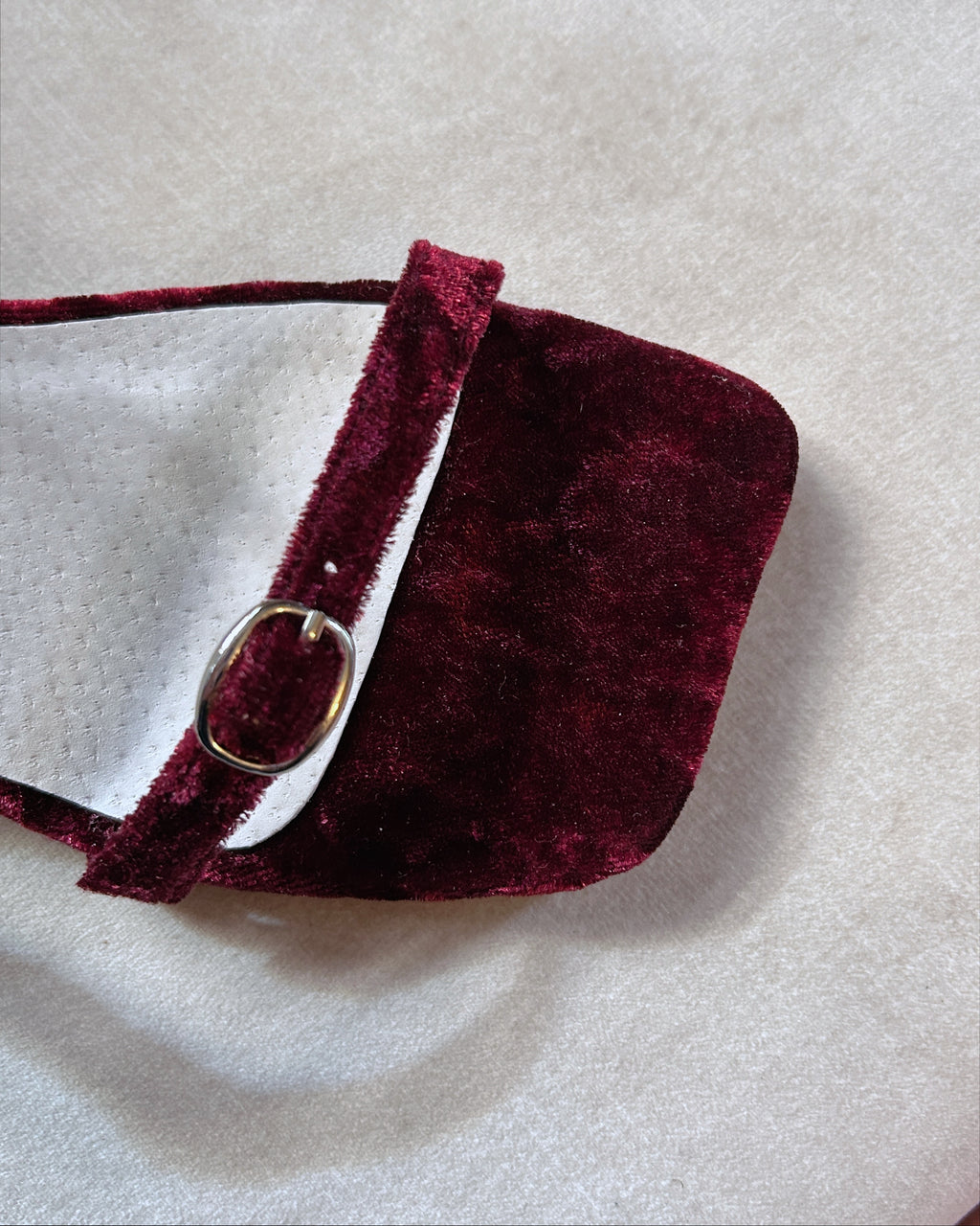 Sample Sale - Bessette Wedge Maroon Crinkled Velvet