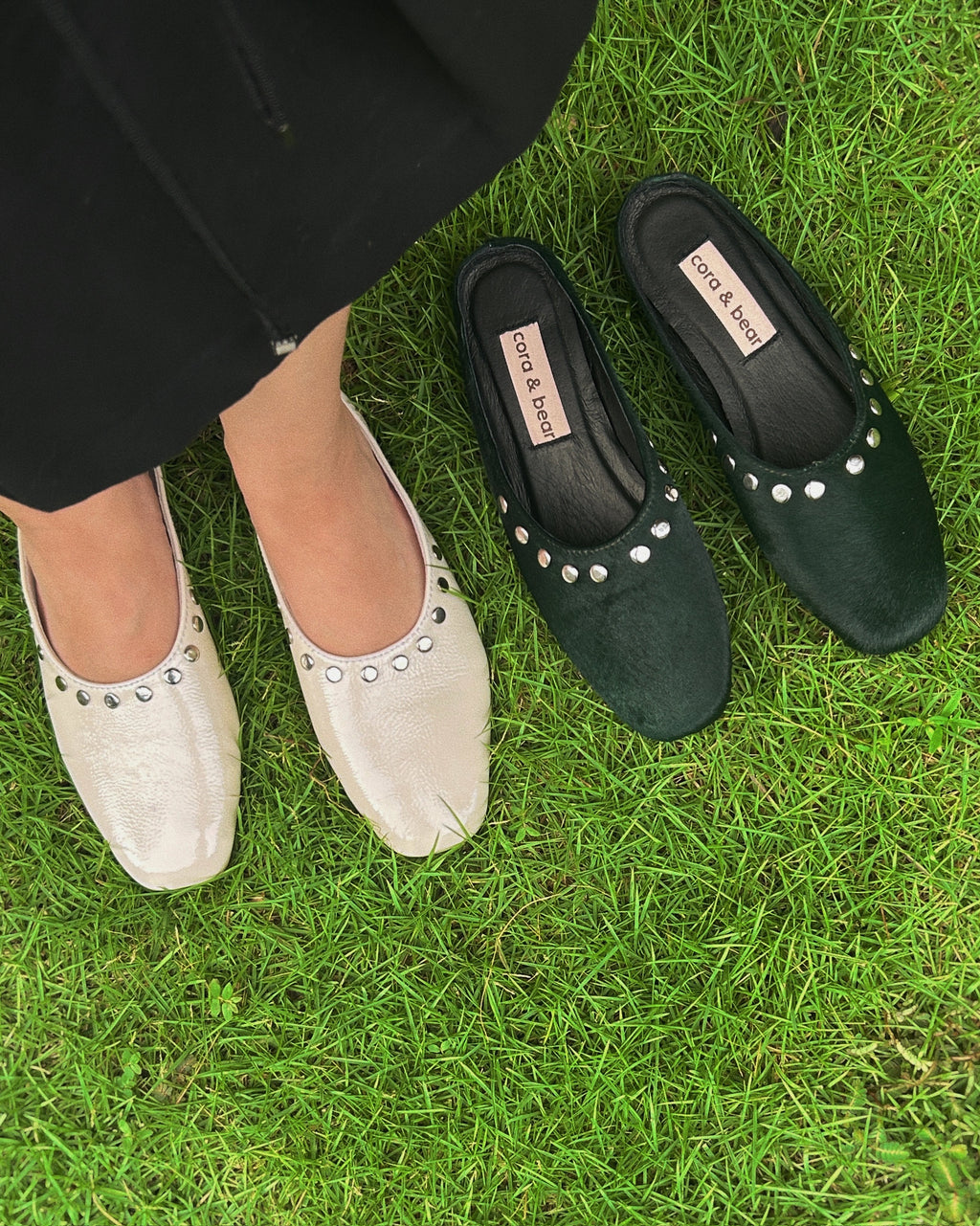 Fawn Mule Studded Crème Patent Leather