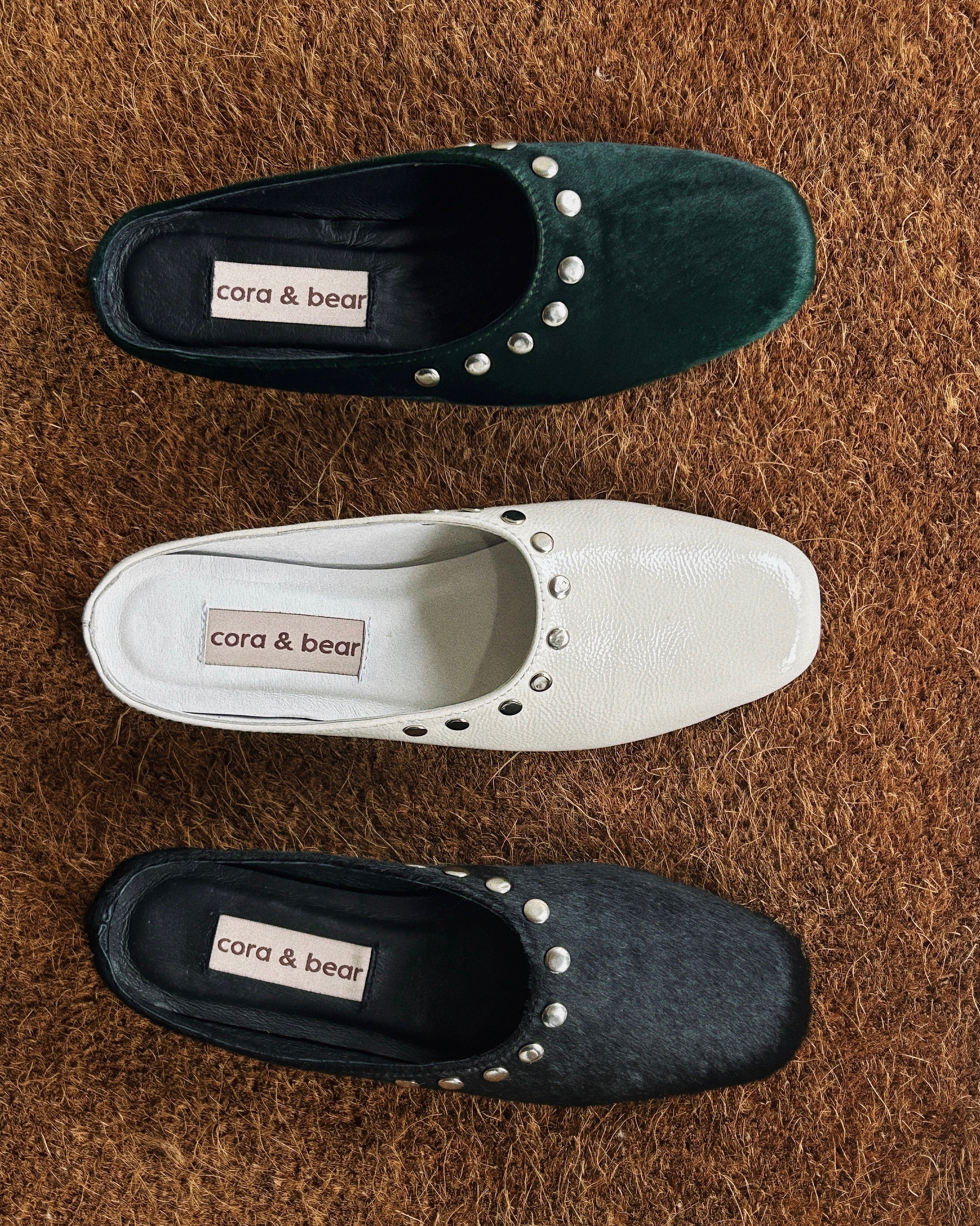 Fawn Mule Studded Crème Patent Leather