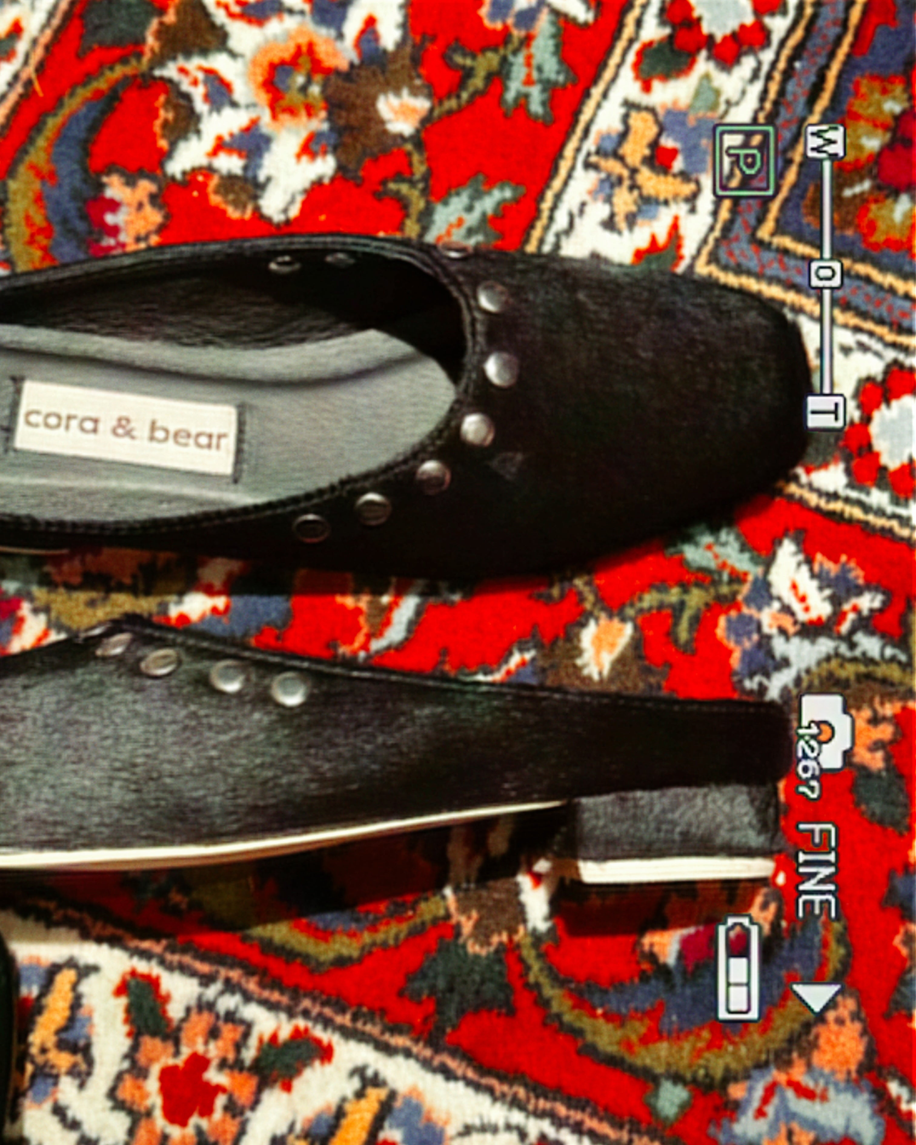 Fawn Mule Studded Black Calf Hair Leather