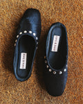 Fawn Mule Studded Black Calf Hair Leather