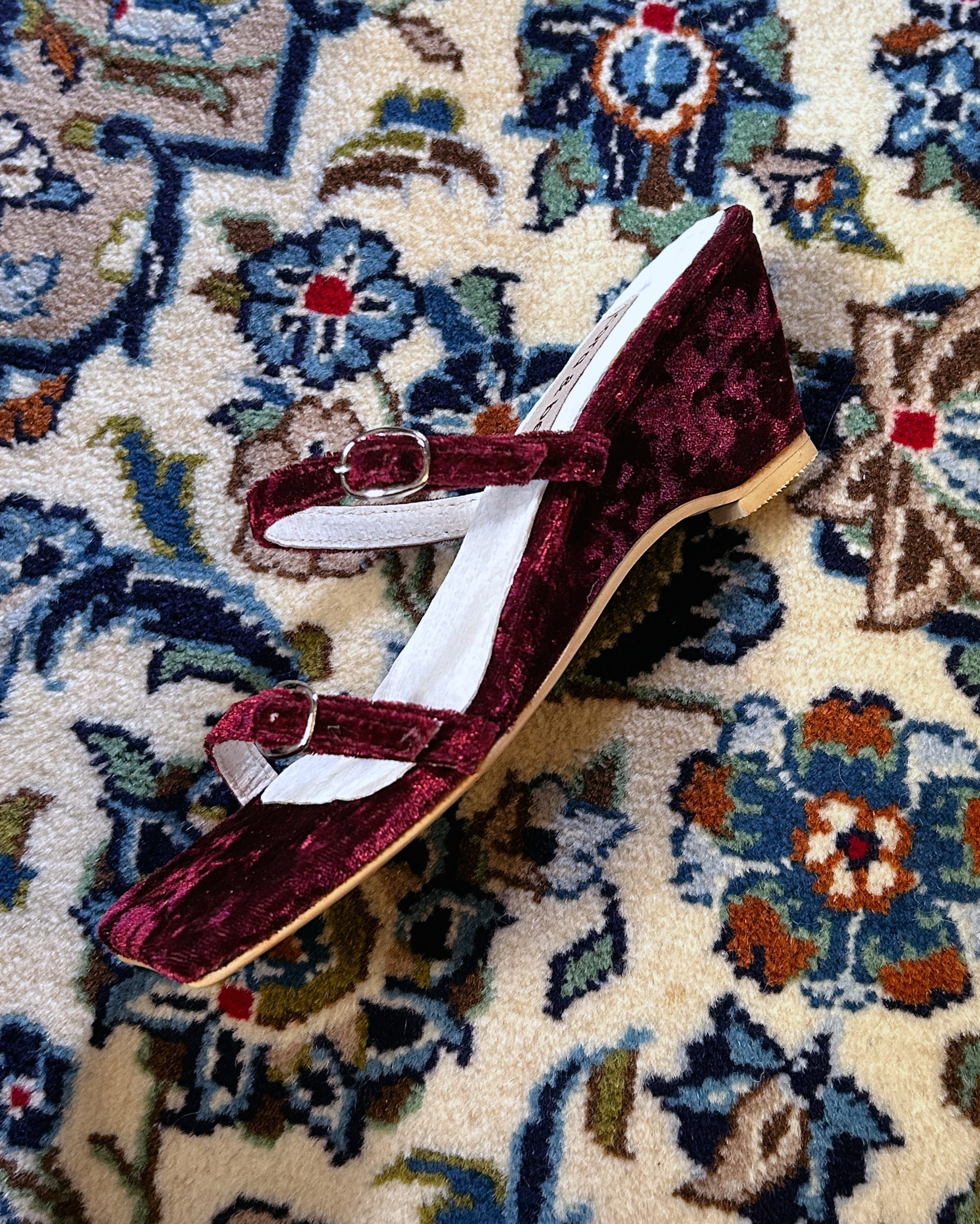 Sample Sale - Bessette Wedge Maroon Crinkled Velvet