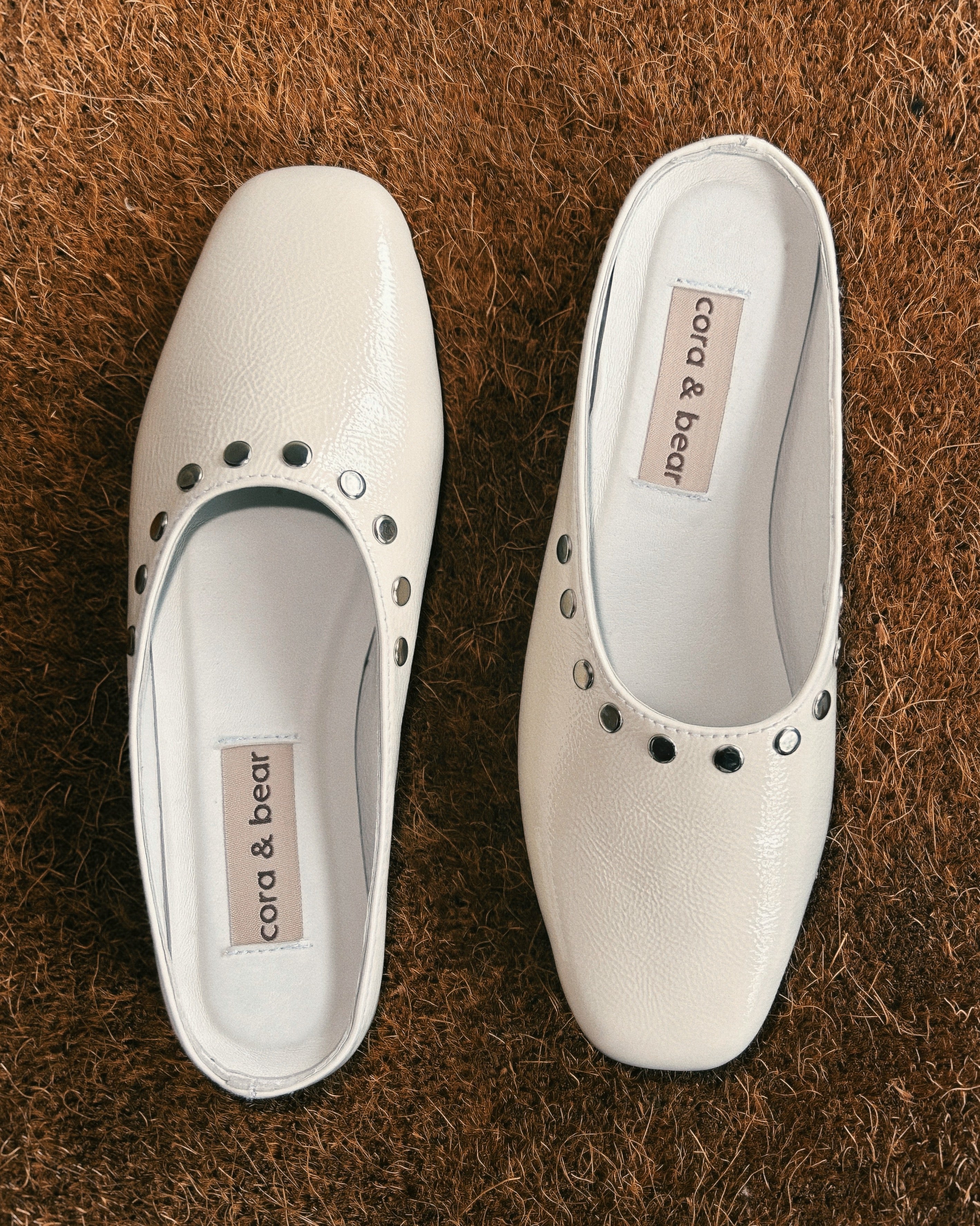 Fawn Mule Studded Crème Patent Leather
