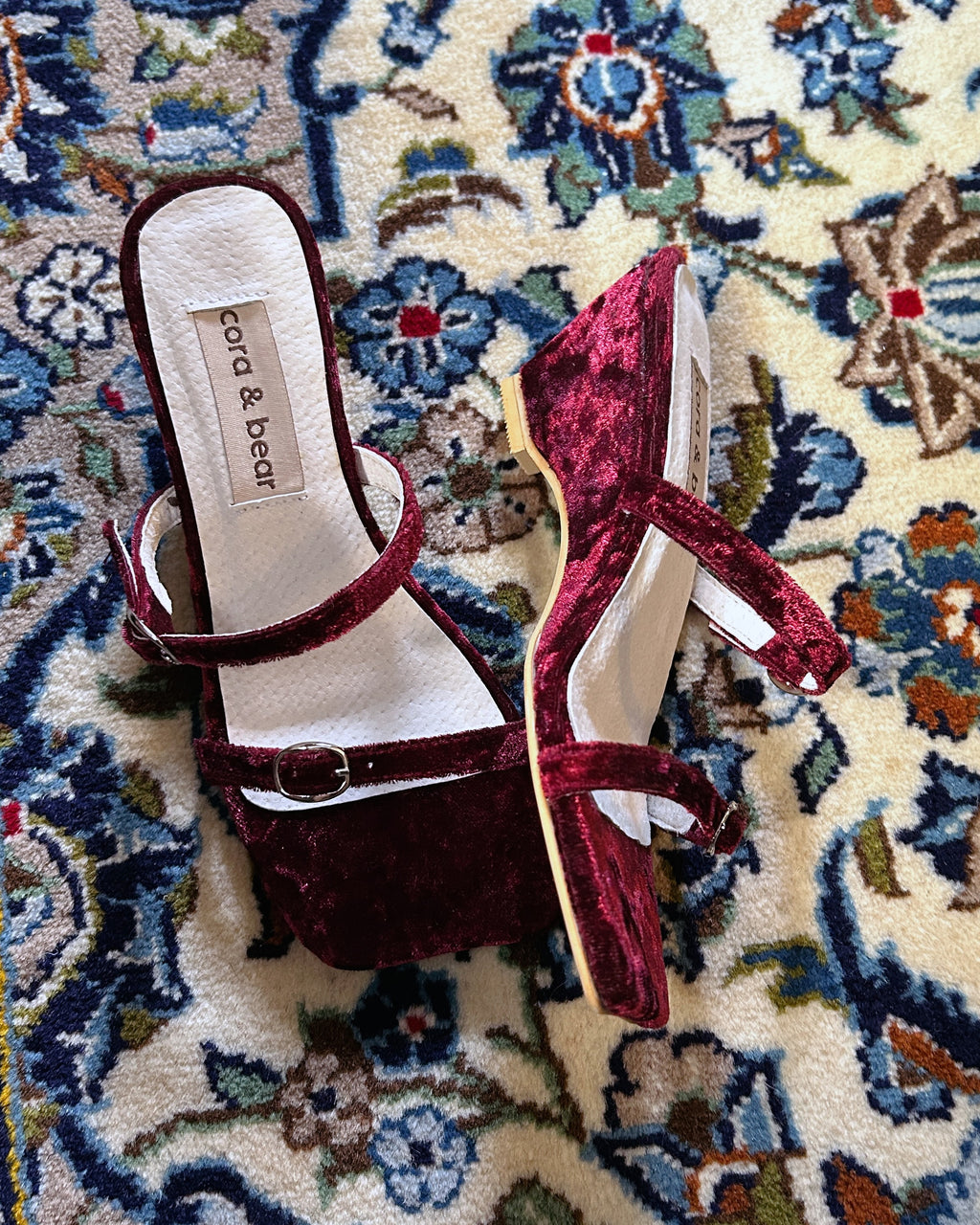 Sample Sale - Bessette Wedge Maroon Crinkled Velvet
