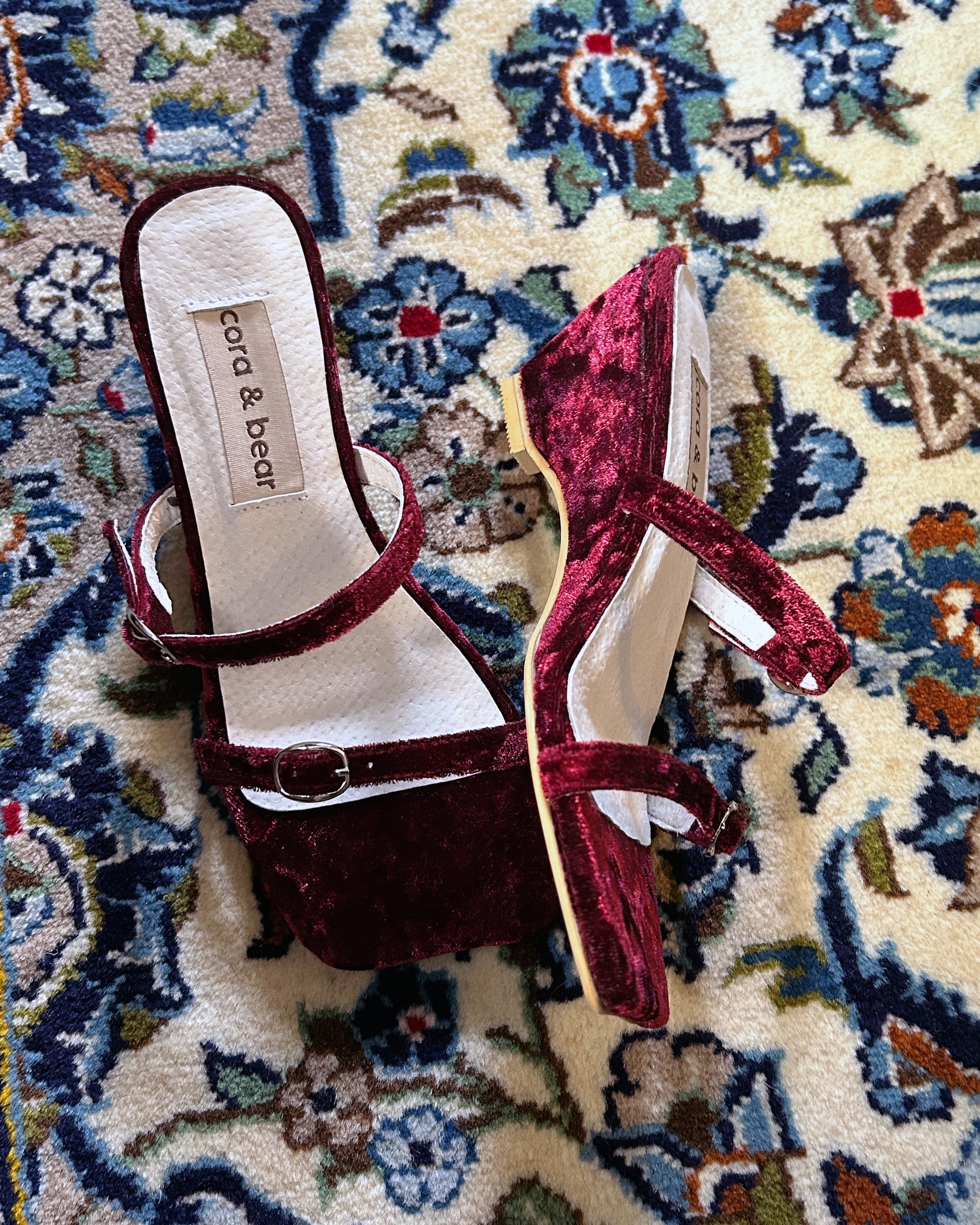 Sample Sale - Bessette Wedge Maroon Crinkled Velvet