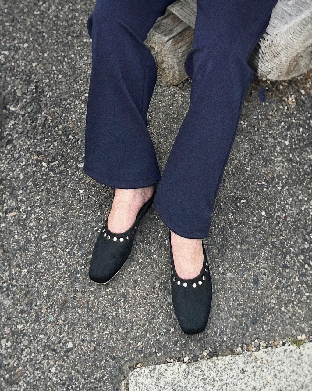 Fawn Mule Studded Black Calf Hair Leather